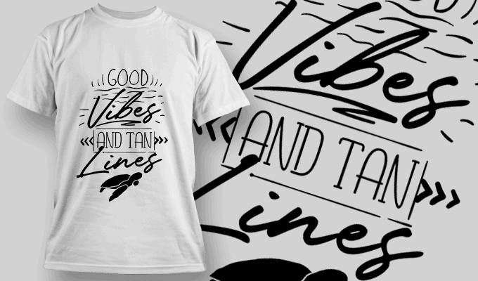 Download Good Vibes And Tan Lines | T-shirt Design Template 2654 - Designious